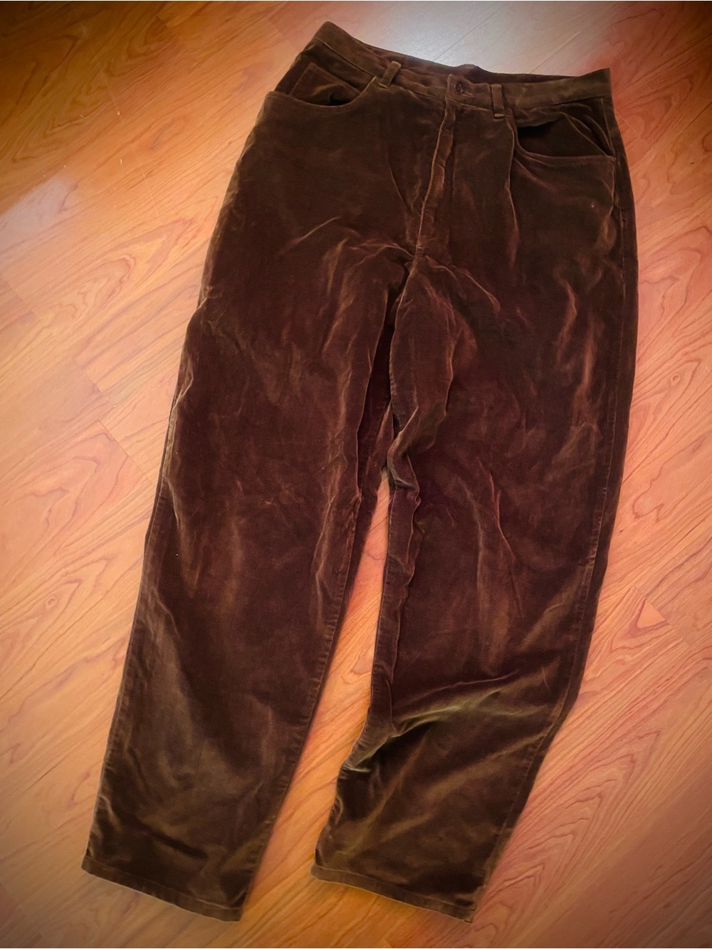 Vintage 90s Lauren Ralph Lauren Brown Velveteen Pants 14 Velvet Relaxed Straight